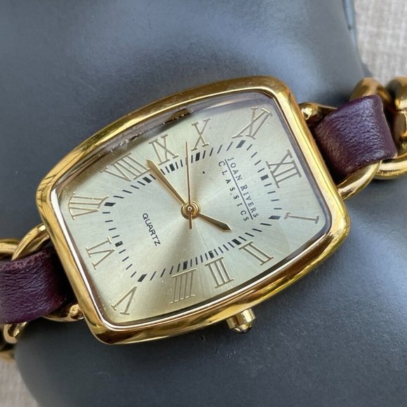 Joan Rivers Accessories - Joan Rivers Classic Ladies Wrist Watch Gold Tone Chain Purple Leather Analog
